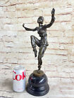 Vintage Large Art Deco Dancer Bronze Sculpture Signed Figure Hot Cast Figurine