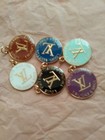 Lot Of 6 Stamped 25mm  Designer Button Zipper Pull  Gold  Tone Lv Button Charm 