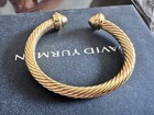 David Yurman7mm Cable Cuff W  Diamonds   18k Gold Bracelet
