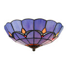 Stained Glass Tiffany Bowl Flush Ceiling Light Bedroom Vintage Chandelier Lamp