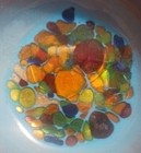 Vintage Kareka Enamel Over Copper Mosaic Design Decorative 3  Bowl