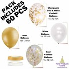 Birthday Decorations - 60 Pack Gold And White Balloons   Confetti Balloons
