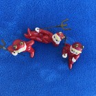 Set Of 3 Vintage Japan Pixie Elves Red Devil Pitchfork Ceramic Mini Figurines