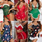 Christmas Underwear Women Sexy Lingerie Red-babydoll Dress Sleepwear Costume Lot