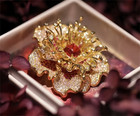 Beautiful Red Color Large Peony Flower Brooch With High Quality Design