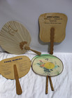 Lot Of 5 Vintage Hand Held Fans    2 Advertising   3 Oriental Design