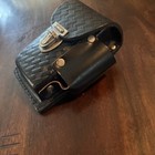 Vtg Black Leather Hard Shell Cigarette   Lighter Case With Holder Belt Loop 