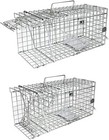 2-pack Medium Silver Live Animal Cage Trap Folding Humane Cat Trap 14 2x7 9x7 9