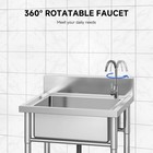 Stainless Steel Utility Sink Commercial Single Prep Sink For Kitchen With Faucet