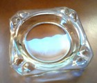  Vintage Ashtray  Clear Glass Small  Square 3 5  Mid Century Modern 