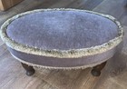 Vintage Sherborne Low Oval Foot Stool Beige With Fringe