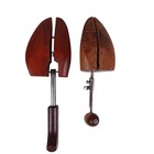 Vintage Wooden Shoe Stretchers Adjustable Metal Handles Mismatched Pair