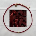 Handmade Crimson Glass Bead Necklace Choker Adjustable Small 12 6in Japan