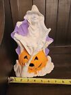 Vintage Byron Mold Ready To Paint Halloween Ceramic Bisque Witch On Pumpkin Jol