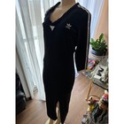 Adidas Originals Black 3-stripe V-neck Midi Dress Ik0439 Trefoil Logo Womens