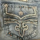 Men   s Rock Revival  scion  Ice Blue Leather Inserts Slim Straight Sz  33x30