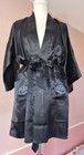 Esme Vintage Black Satin Embroidered Dragon Belted Kimono Size M New