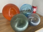Lot Of 4 Vintage Japanese Glass Fishing Floats  Aqua  Blue  Orange  5-6 