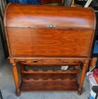 Vtg Solid Wood Liquor Cabinet Bar Wine Rack Open Top With Fold Out Shelf