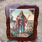 Jesus The Good Shepherd Print On Lacquered Wood   Sculptured Corners 11    X 13 5   