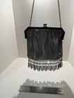 Vintage Black Tone Mesh Dance Purse Metal Frame-318 As Is