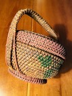 Vintage antique Woven Painted Basket With Lid