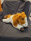Fao Schwarz Pinto Horse Pony Plush 14  Laying Down Adopt A Pet Brown White