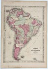 1864  South America  Map  22x15  Johnson Original  Brazil Argentina Patagonia