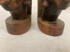 Vintage Hand Carved Wood Bookends Tribal African Style Man Woman Bust Tall