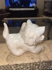 Vintage White Ceramic Fluffy Persian Cat Kitten Figurine Blue Eyes Cute