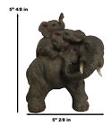 Small Wildlife Elephant Father And 2 Calves On Piggyback Playing Statue 5 25 h
