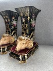 Very Rare  Pair Of Paris Porcelain Rhyton Vases  Absolutely Amazing  Read Info