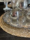 Vintage Leonard Silver Plate 4pc Coffee Set With W m  A  Rogers  Tray 