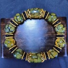 Tibetan Dzi Bead Bracelet Three Nine Eye Agate Dragon Pattern Unisex Jewelry
