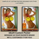 Sexy Pinup Girl Custom Alcohol Poster Any Beer Whiskey Tequila Vodka Brand   280