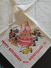 Vtg Happy Birthday From Disneyland Napkin W 3 Lands Mickey Minnie Pluto Goofy 