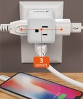  3 Pack  3 Outlet Extender Indoor Grounded Ac Power Wall Tap Travel Adapter Plug
