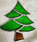 Vintage Green Stained Glass Christmas Tree Suncatcher  5 Inches