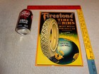 Vintage Firestone No Skid Tires   Rims 12  Metal Tire World  Gasoline   Oil Sign