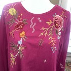 Johnny Was Xxl Keone Embroidered Long Sleeve Blouse T Shirt Magenta Floral Cotto