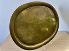 Vintage Hand Hammered Brass Serving Tray     Oval Heavy India     Mid Century Modern
