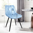 Dining Chair Set Of 2 Blue Pu Leather Metal Legs 300 Lbs Capacity