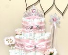 3 Tier Pink   Gold Princess Diaper Cake Baby Shower Girl