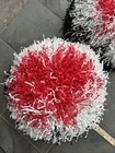 80s 90s Vintage Cheerleader Bullseye Pom Poms Xl 20 Inches Red Black White