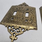 Vtg Emig Brass Hammered Double Light Switch Plate Cover   Outlet Set 305 308
