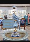 Antique Style Parrot Porcelain   Bronze Candlesticks-candle Holders Pair-19  h