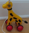 Vintage 1990s Kouvalias Wooden Giraffe Pull Toy