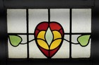 Pretty Floral Midsize Old English Leaded Stained Glass Window 24 x 18 