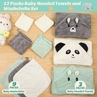 12 Pcs Baby Towels Set  4 Pcs Baby Bath Towels   8 Pcs Washcloths Set  Animal   