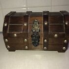 Vintage Wooden Treasure Chest Jewelry Box  Dresser Storage Box
